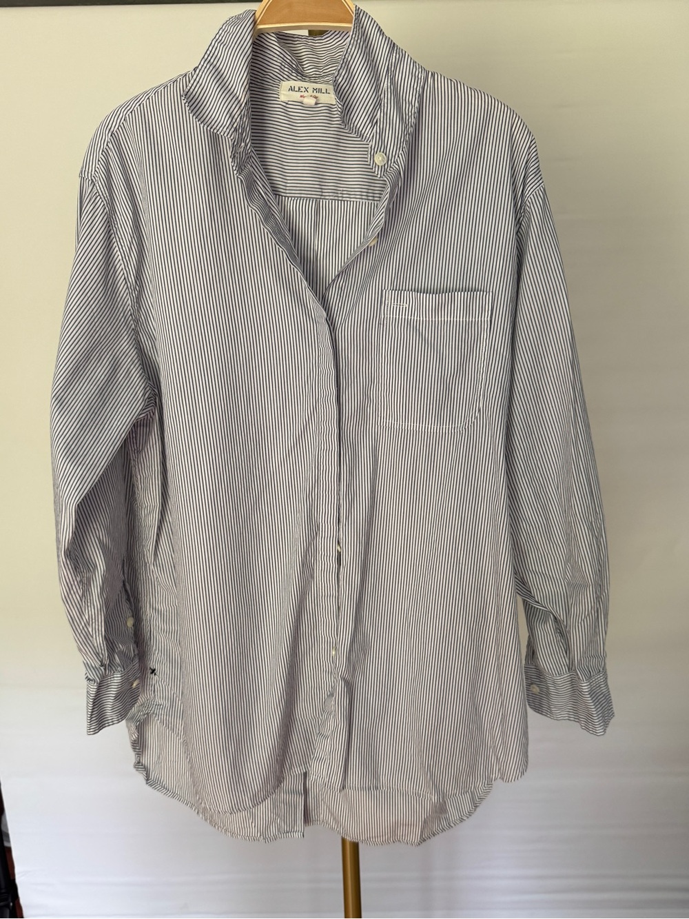 Alex Mill Blue and White Pinstripe Button-Down Shirt
